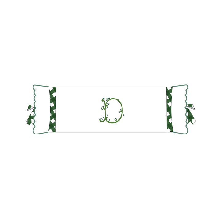 Seferî Flower Garden Bolster Cushion Cover with Monogram Embroidery - Green