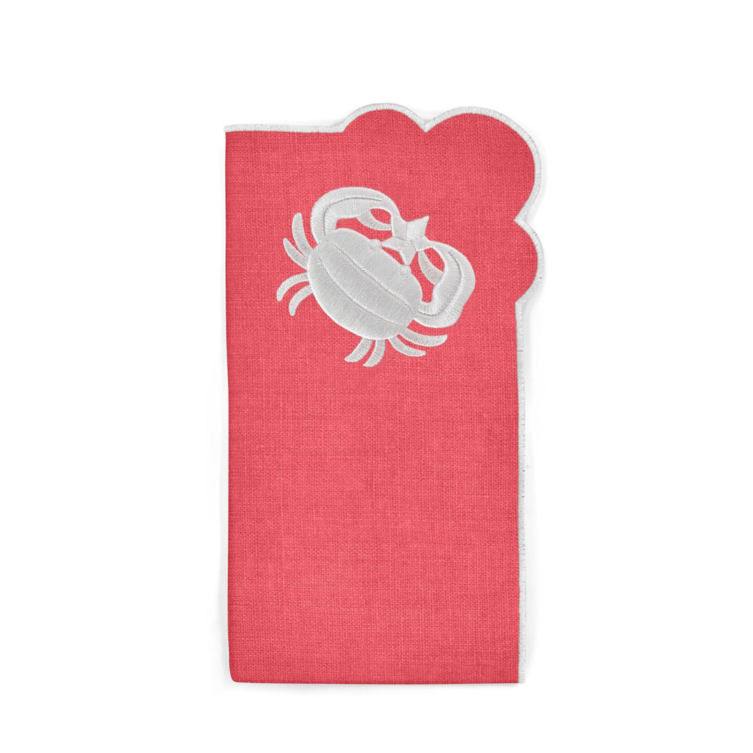 Seferî Embroidered Napkin - Under the Sea - Coral - Set of 4