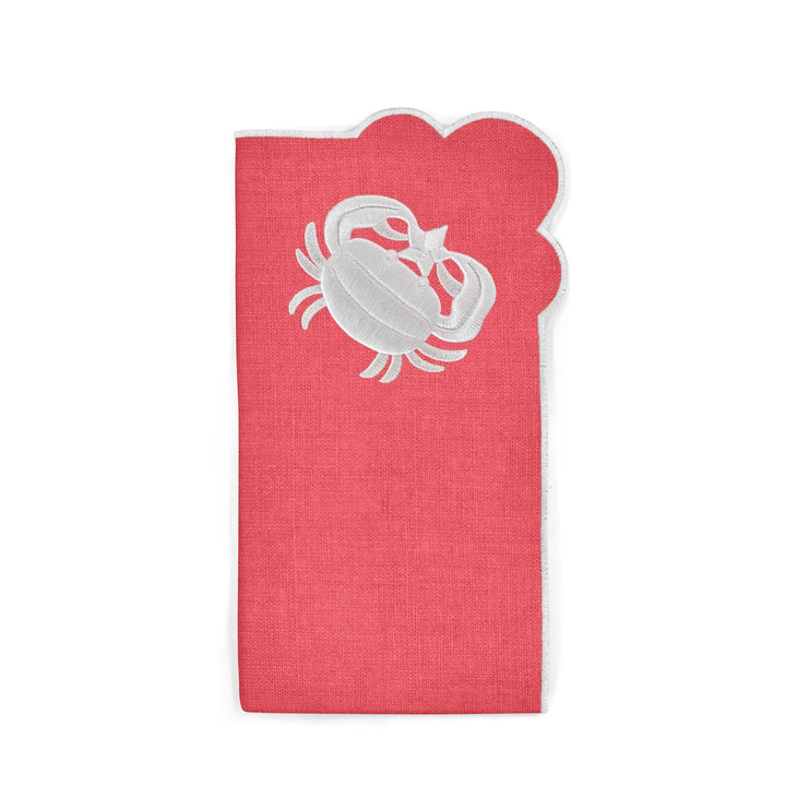 Seferî Embroidered Napkin - Under the Sea - Coral - Set of 4
