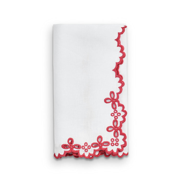 Seferî Linen Napkin with Red Embroidery