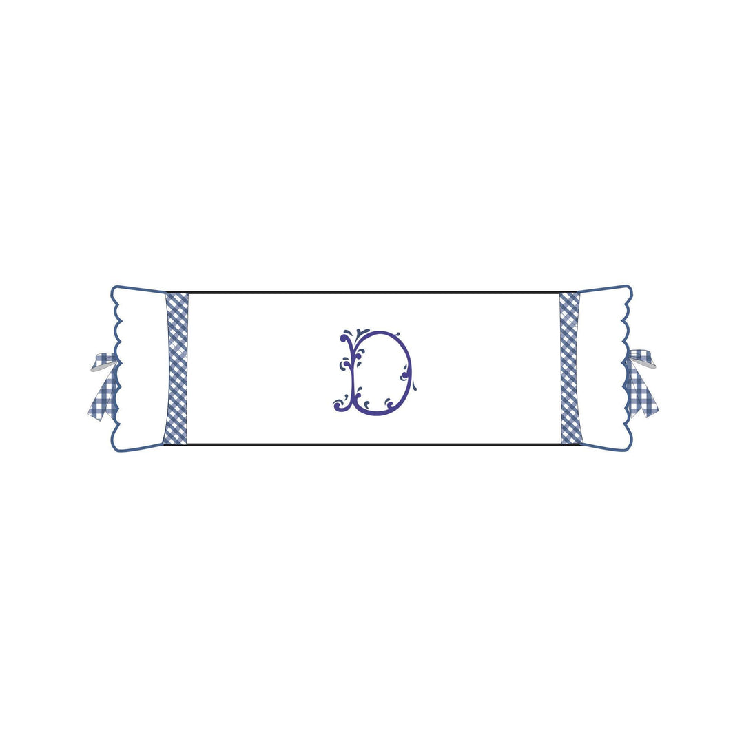 Seferî Flower Garden Bolster Cushion Cover with Monogram Embroidery - Blue