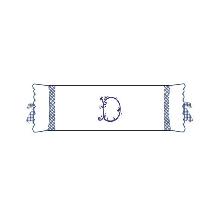 Seferî Flower Garden Bolster Cushion Cover with Monogram Embroidery - Blue