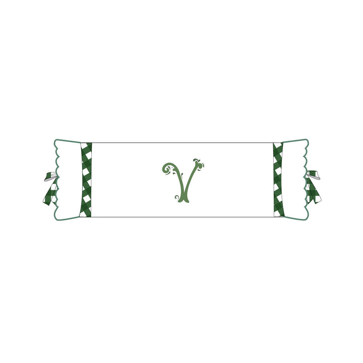 Seferî Flower Garden Bolster Cushion Cover with Monogram Embroidery - Green