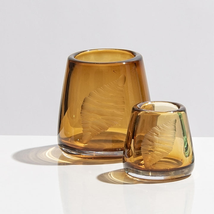 Hurricane Vase Shell - Amber/Tall