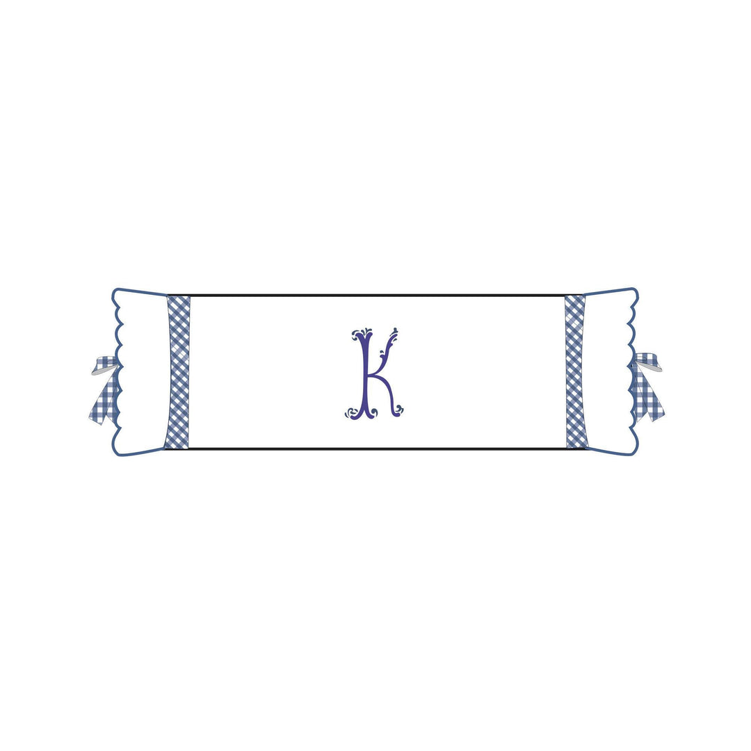 Seferî Flower Garden Bolster Cushion Cover with Monogram Embroidery - Blue