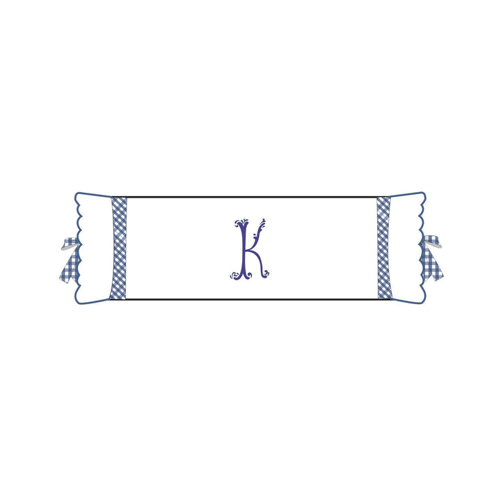 Seferî Flower Garden Bolster Cushion Cover with Monogram Embroidery - Blue