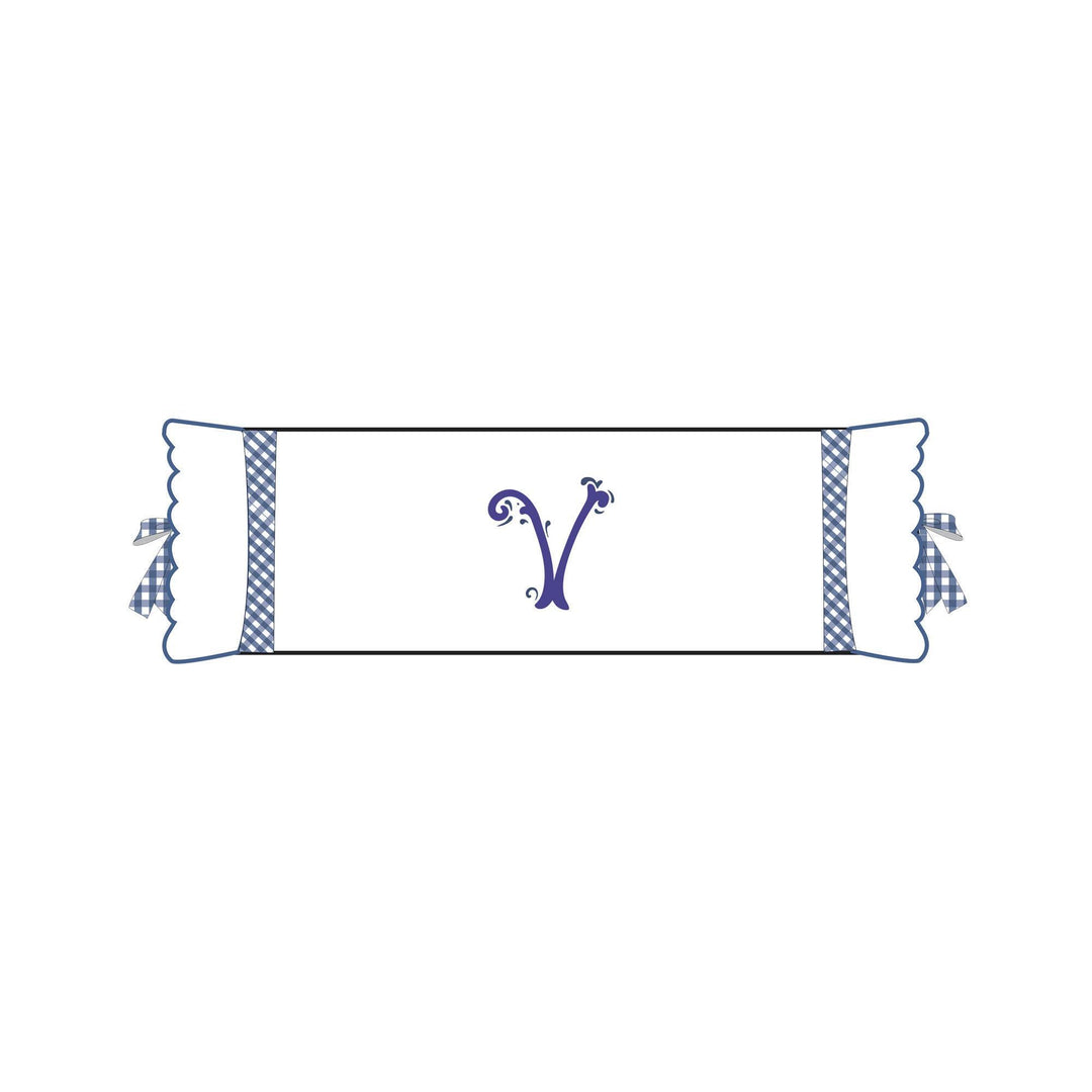 Seferî Flower Garden Bolster Cushion Cover with Monogram Embroidery - Blue