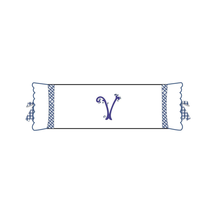 Seferî Flower Garden Bolster Cushion Cover with Monogram Embroidery - Blue