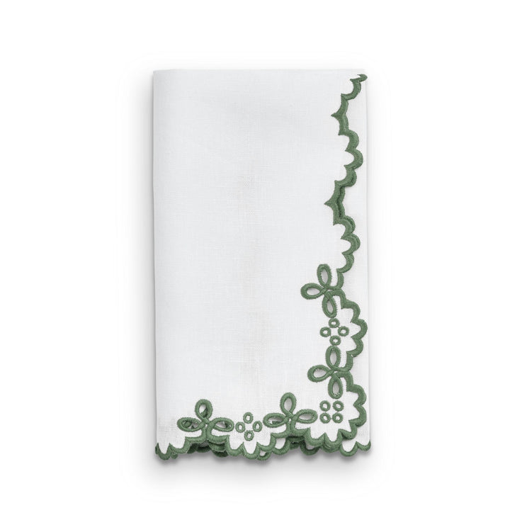 Seferî Linen Napkin with Green Embroidery