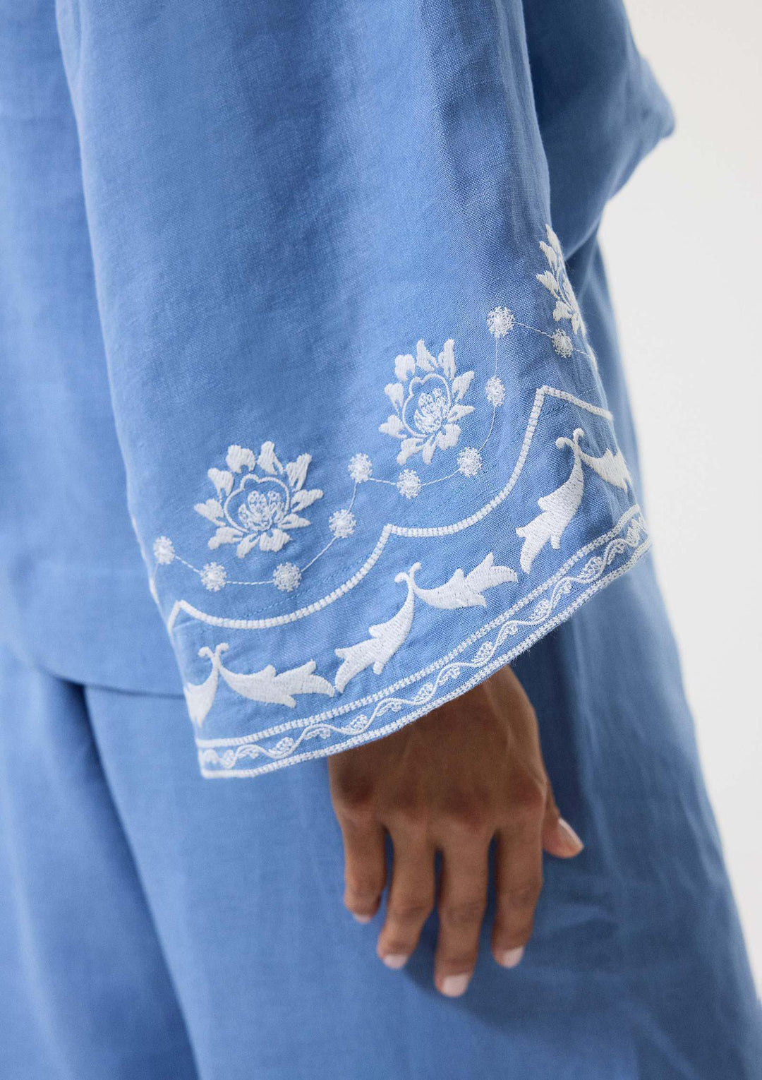 Bloom Embroidered Blouse - Blue