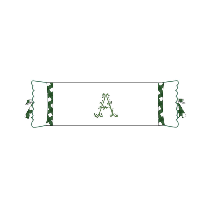 Seferî Flower Garden Bolster Cushion Cover with Monogram Embroidery - Green