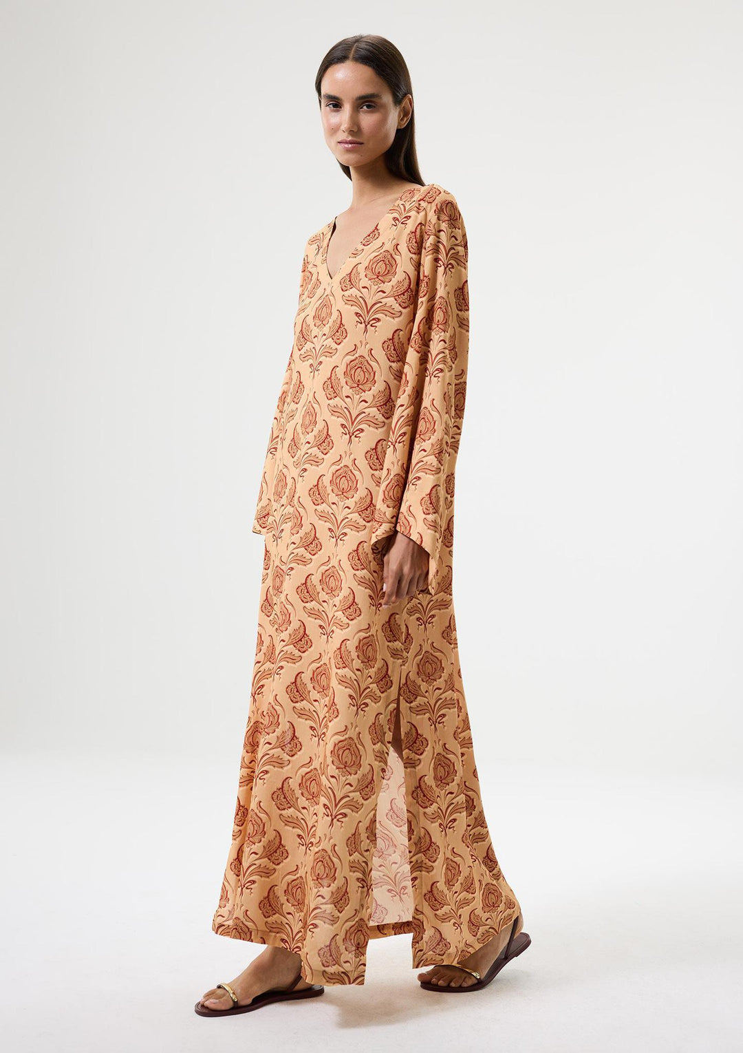 Lotus Long Kaftan - Cinnamon