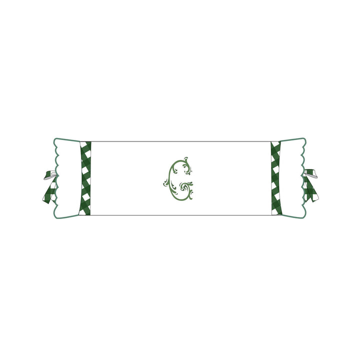 Seferî Flower Garden Bolster Cushion Cover with Monogram Embroidery - Green