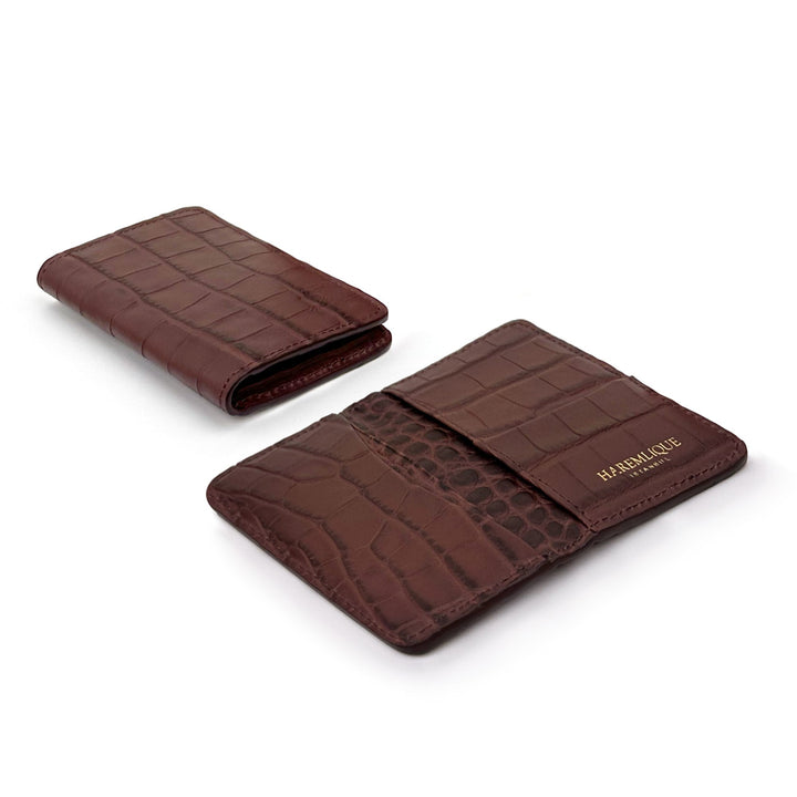 Crocodile Effect Leather Credit Card Holder