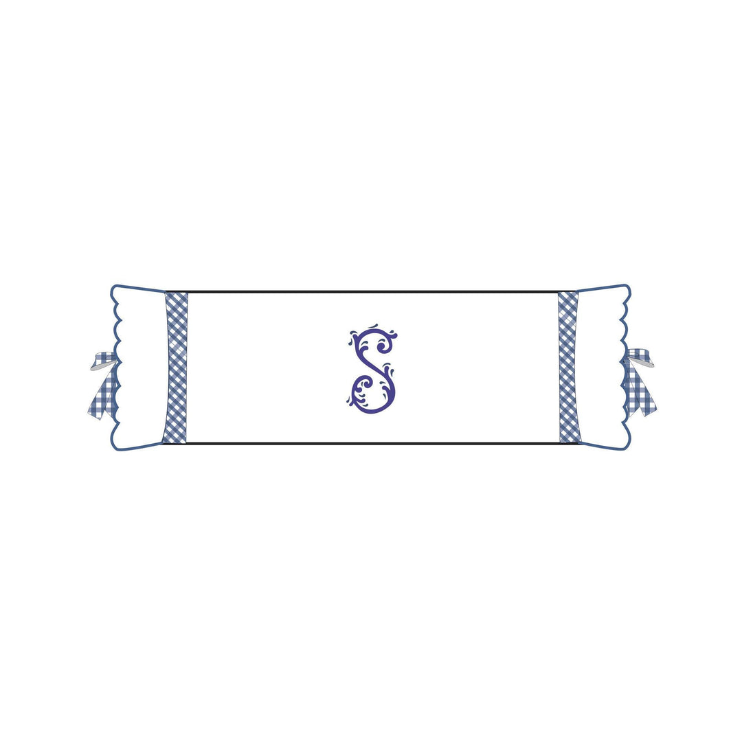 Seferî Flower Garden Bolster Cushion Cover with Monogram Embroidery - Blue