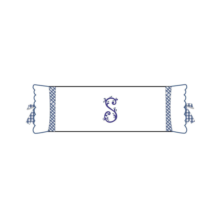 Seferî Flower Garden Bolster Cushion Cover with Monogram Embroidery - Blue
