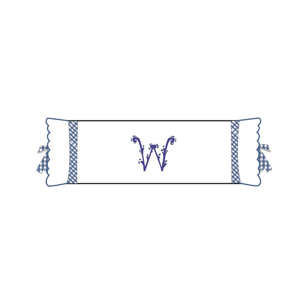 Seferî Flower Garden Bolster Cushion Cover with Monogram Embroidery - Blue