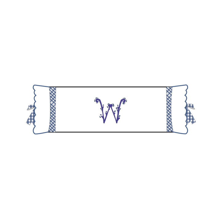 Seferî Flower Garden Bolster Cushion Cover with Monogram Embroidery - Blue