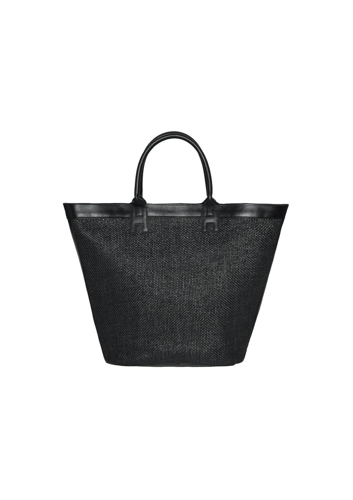 Halas Raffia Beach Bag - Black