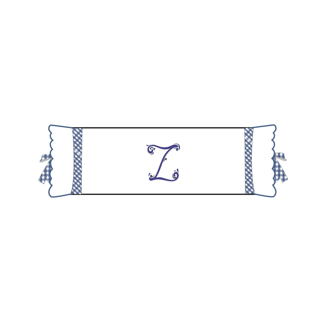 Seferî Flower Garden Bolster Cushion Cover with Monogram Embroidery - Blue