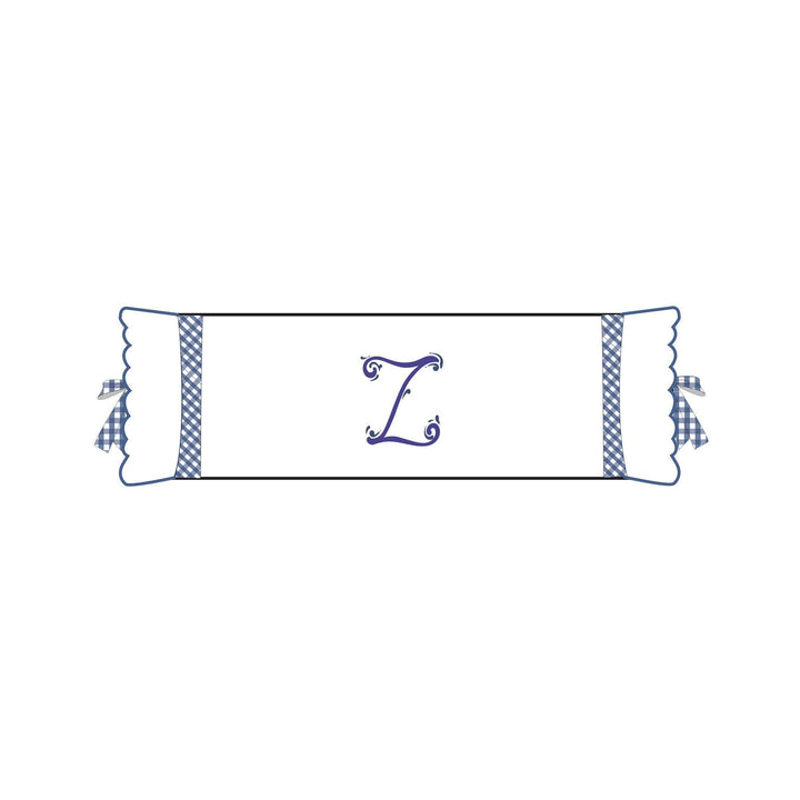 Seferî Flower Garden Bolster Cushion Cover with Monogram Embroidery - Blue