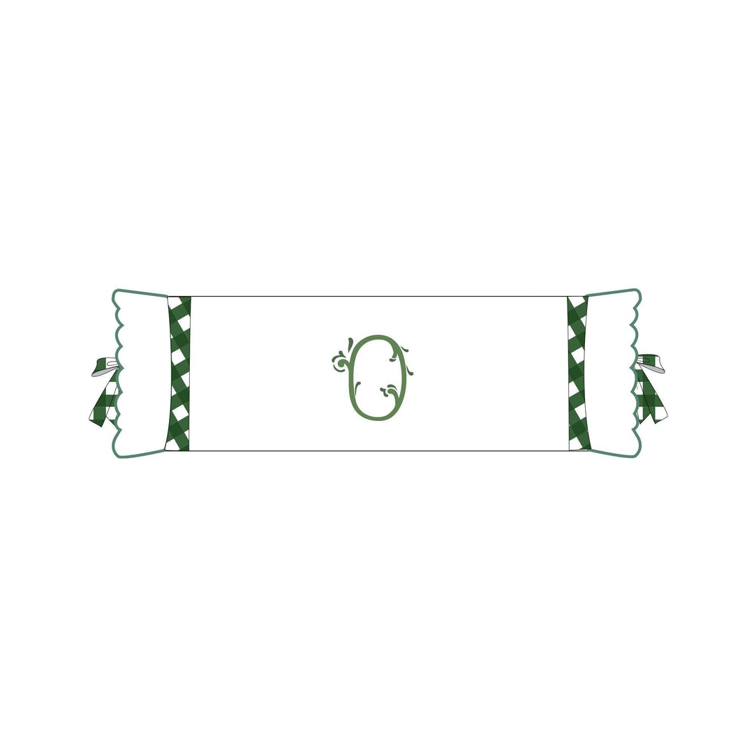 Seferî Flower Garden Bolster Cushion Cover with Monogram Embroidery - Green