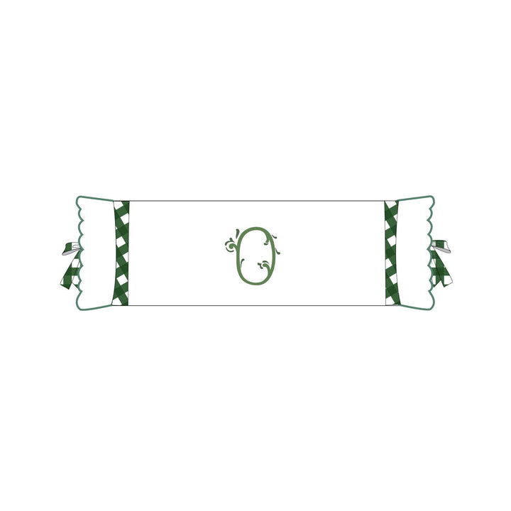 Seferî Flower Garden Bolster Cushion Cover with Monogram Embroidery - Green