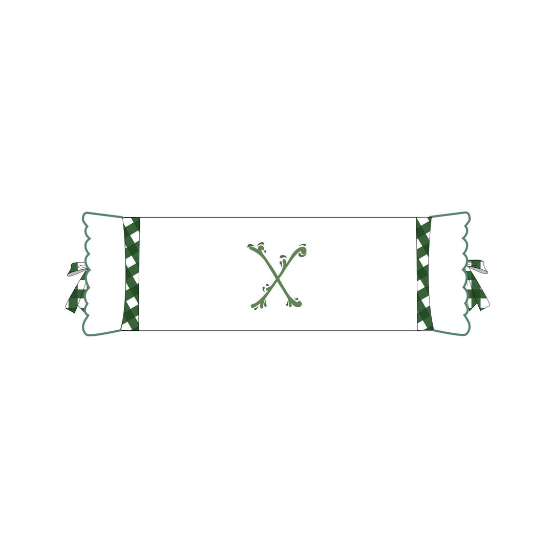 Seferî Flower Garden Bolster Cushion Cover with Monogram Embroidery - Green