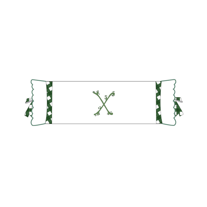 Seferî Flower Garden Bolster Cushion Cover with Monogram Embroidery - Green