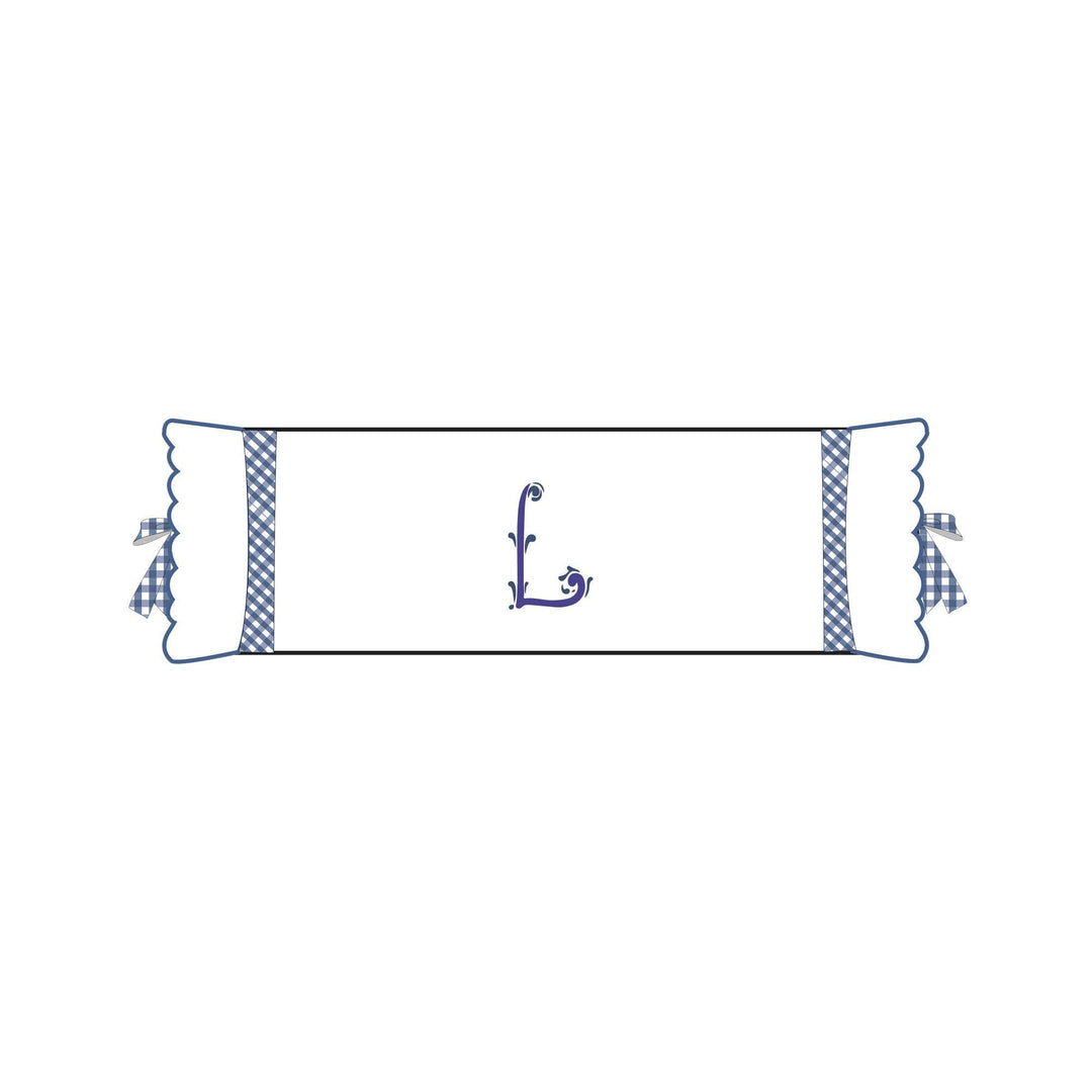 Seferî Flower Garden Bolster Cushion Cover with Monogram Embroidery - Blue