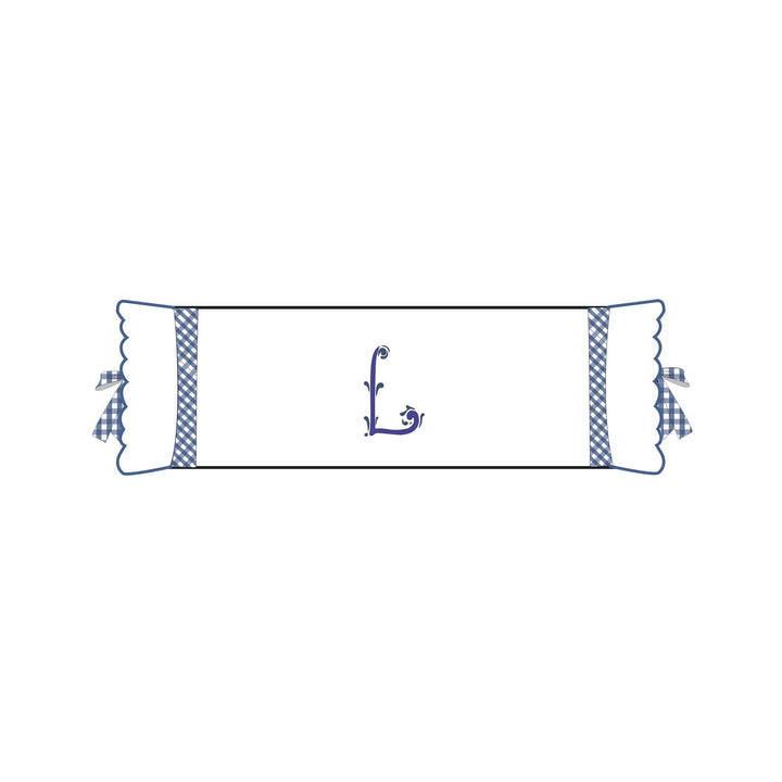 Seferî Flower Garden Bolster Cushion Cover with Monogram Embroidery - Blue