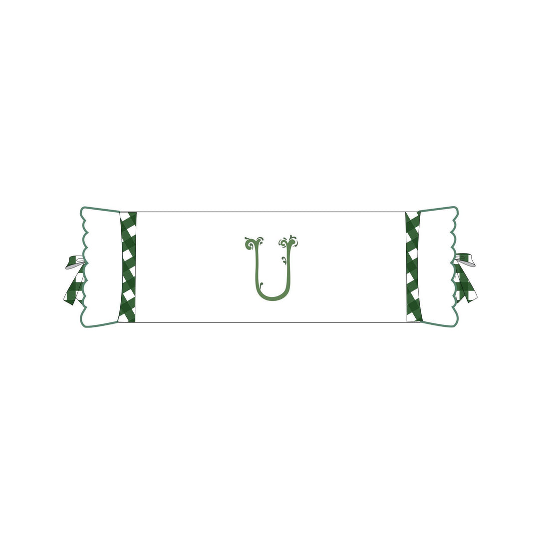 Seferî Flower Garden Bolster Cushion Cover with Monogram Embroidery - Green