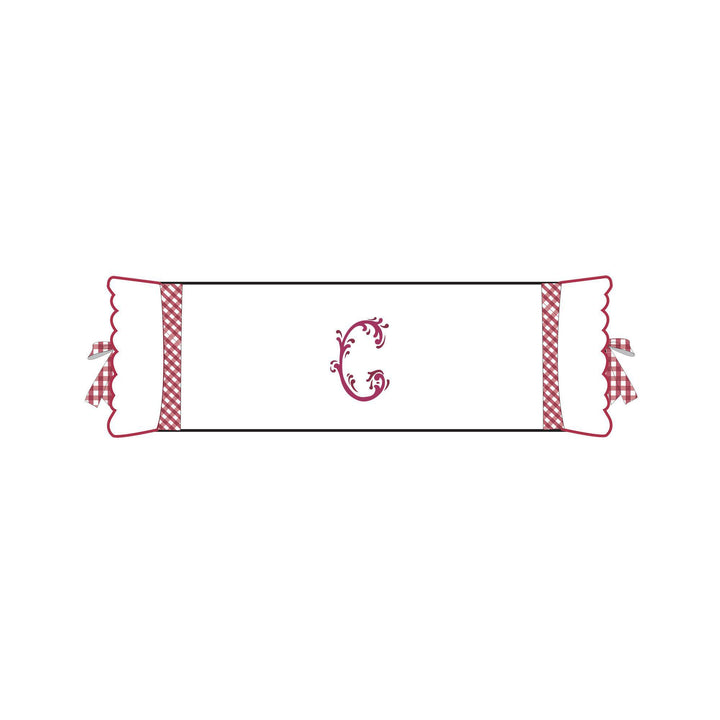 Seferî Flower Garden Bolster Cushion Cover with Monogram Embroidery - Pink