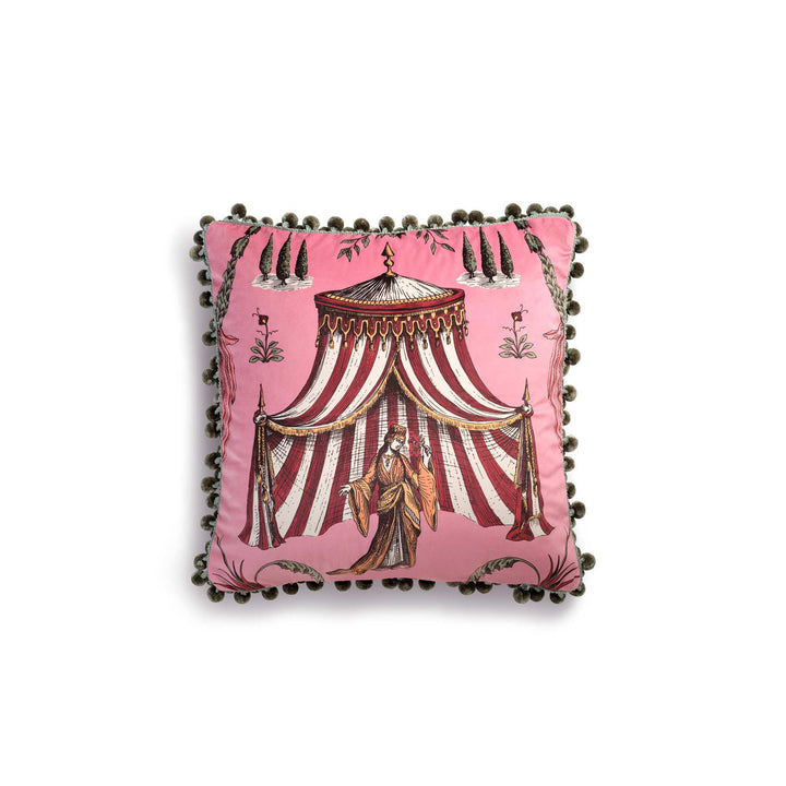 Seferî Velvet Decorative Cushion - Pink