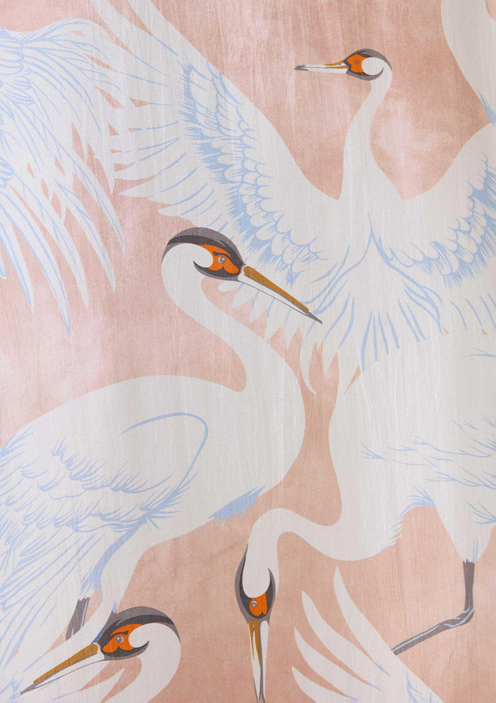 Crane Silk Long Kaftan