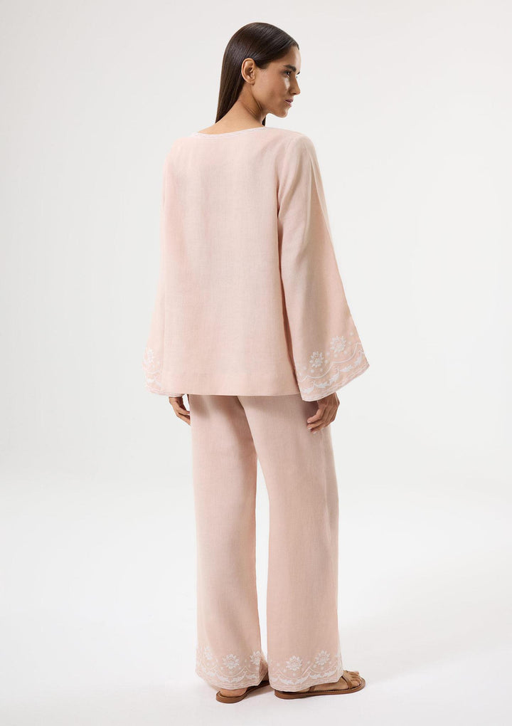 Bloom Embroidered Blouse - Pink