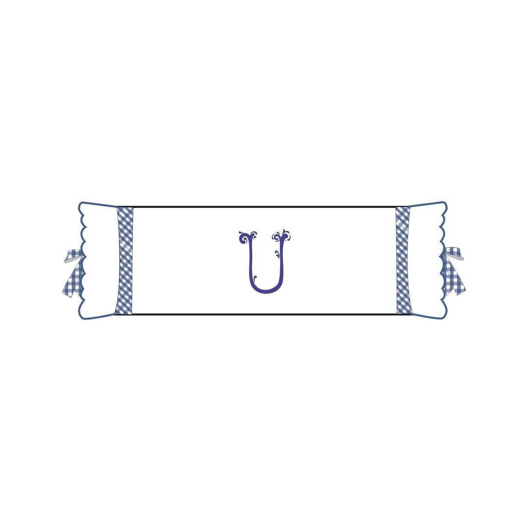Seferî Flower Garden Bolster Cushion Cover with Monogram Embroidery - Blue