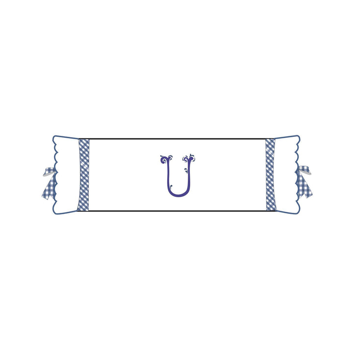 Seferî Flower Garden Bolster Cushion Cover with Monogram Embroidery - Blue