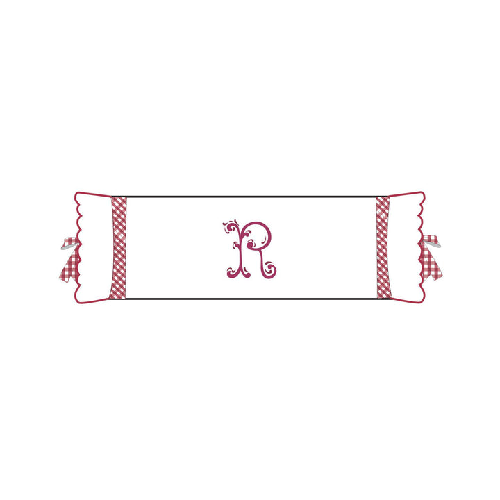 Seferî Flower Garden Bolster Cushion Cover with Monogram Embroidery - Pink