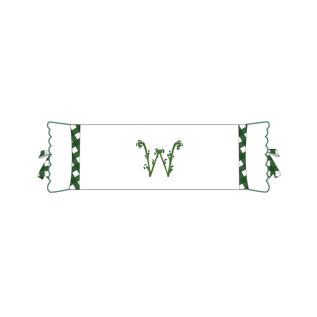 Seferî Flower Garden Bolster Cushion Cover with Monogram Embroidery - Green