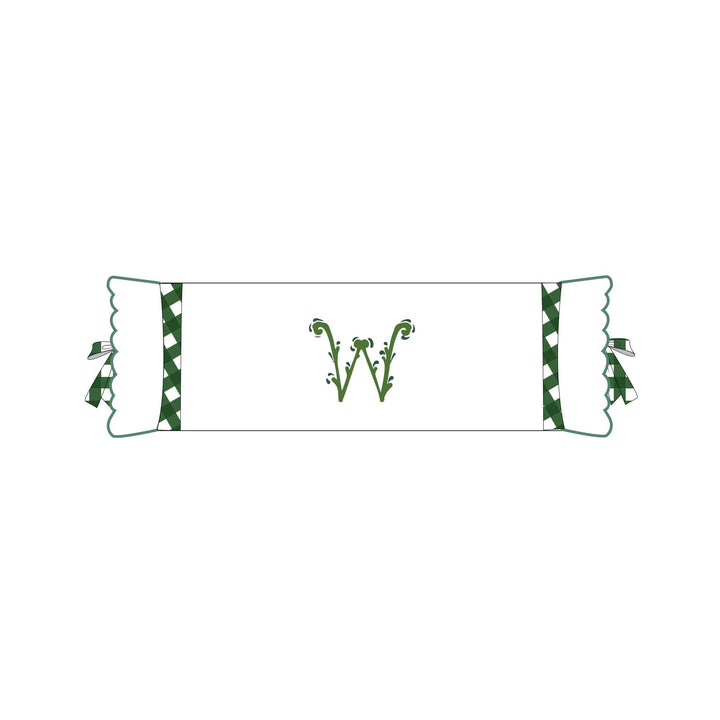 Seferî Flower Garden Bolster Cushion Cover with Monogram Embroidery - Green