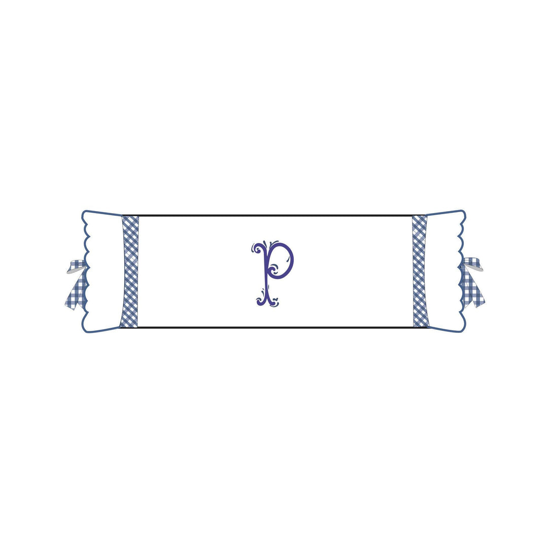 Seferî Flower Garden Bolster Cushion Cover with Monogram Embroidery - Blue