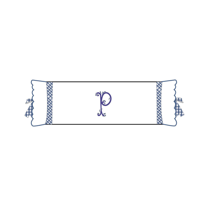 Seferî Flower Garden Bolster Cushion Cover with Monogram Embroidery - Blue