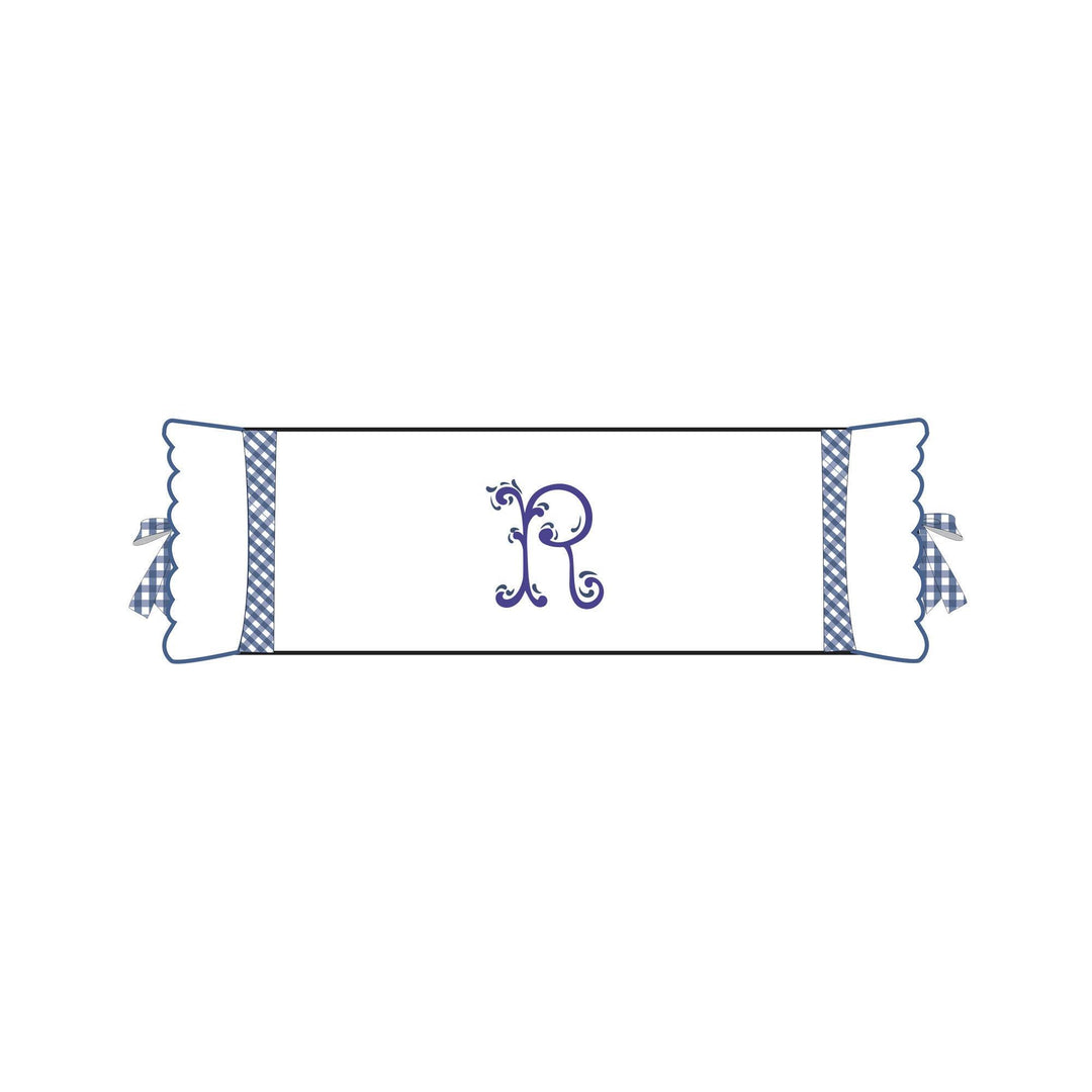 Seferî Flower Garden Bolster Cushion Cover with Monogram Embroidery - Blue