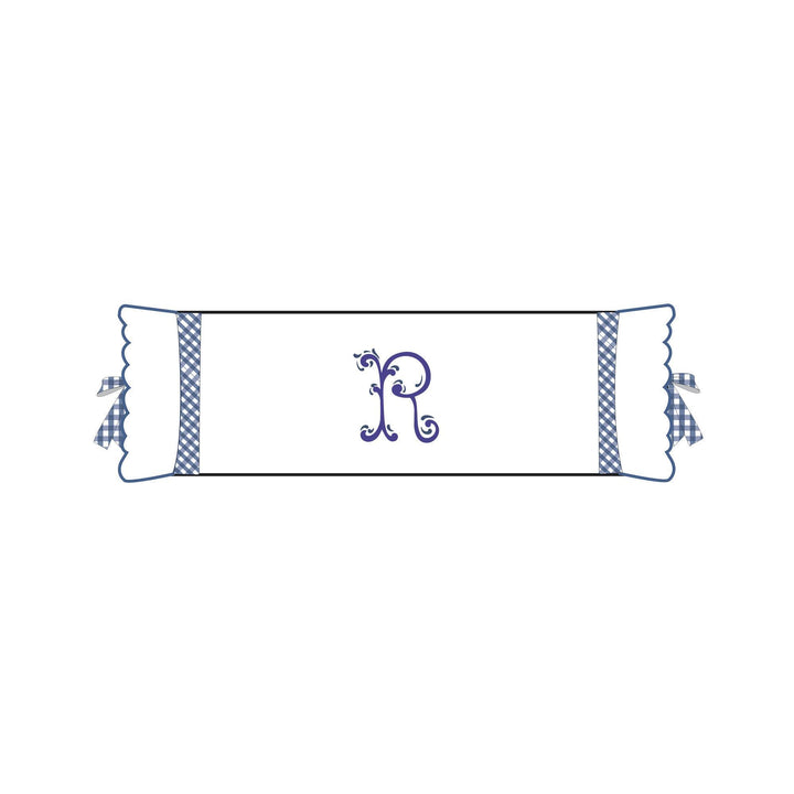 Seferî Flower Garden Bolster Cushion Cover with Monogram Embroidery - Blue