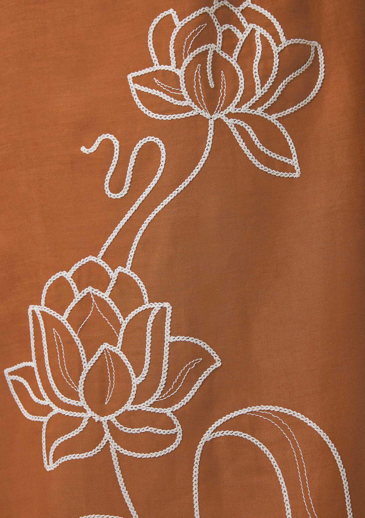 Lotus Flow Embroidered Midi Dress