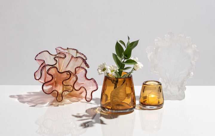 Hurricane Vase Shell - Amber/Tall