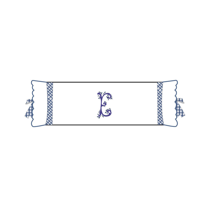 Seferî Flower Garden Bolster Cushion Cover with Monogram Embroidery - Blue