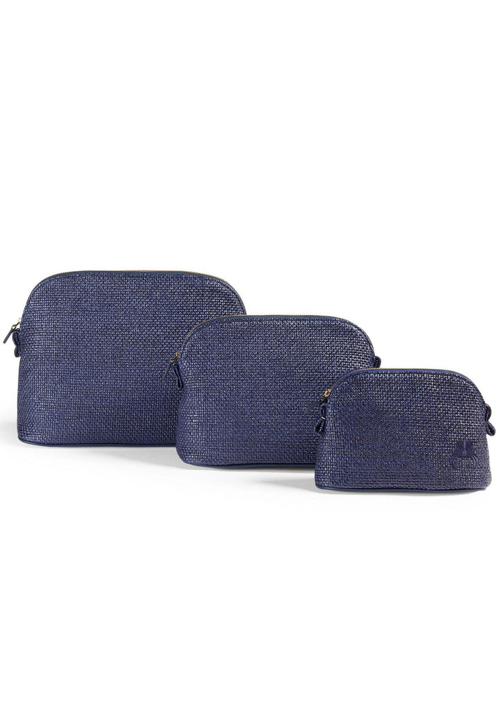 Raffia Make-up Bag - Navy