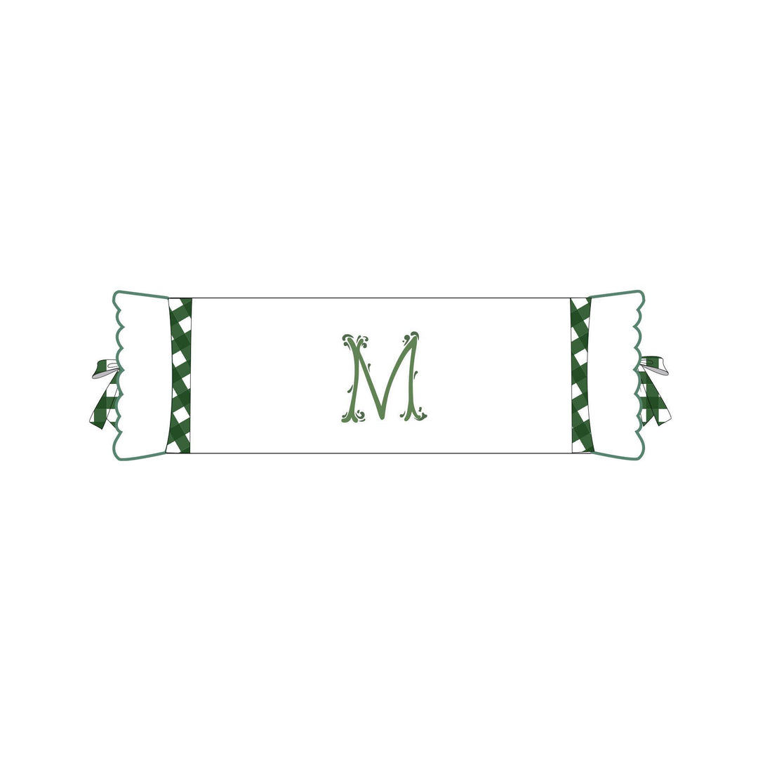 Seferî Flower Garden Bolster Cushion Cover with Monogram Embroidery - Green